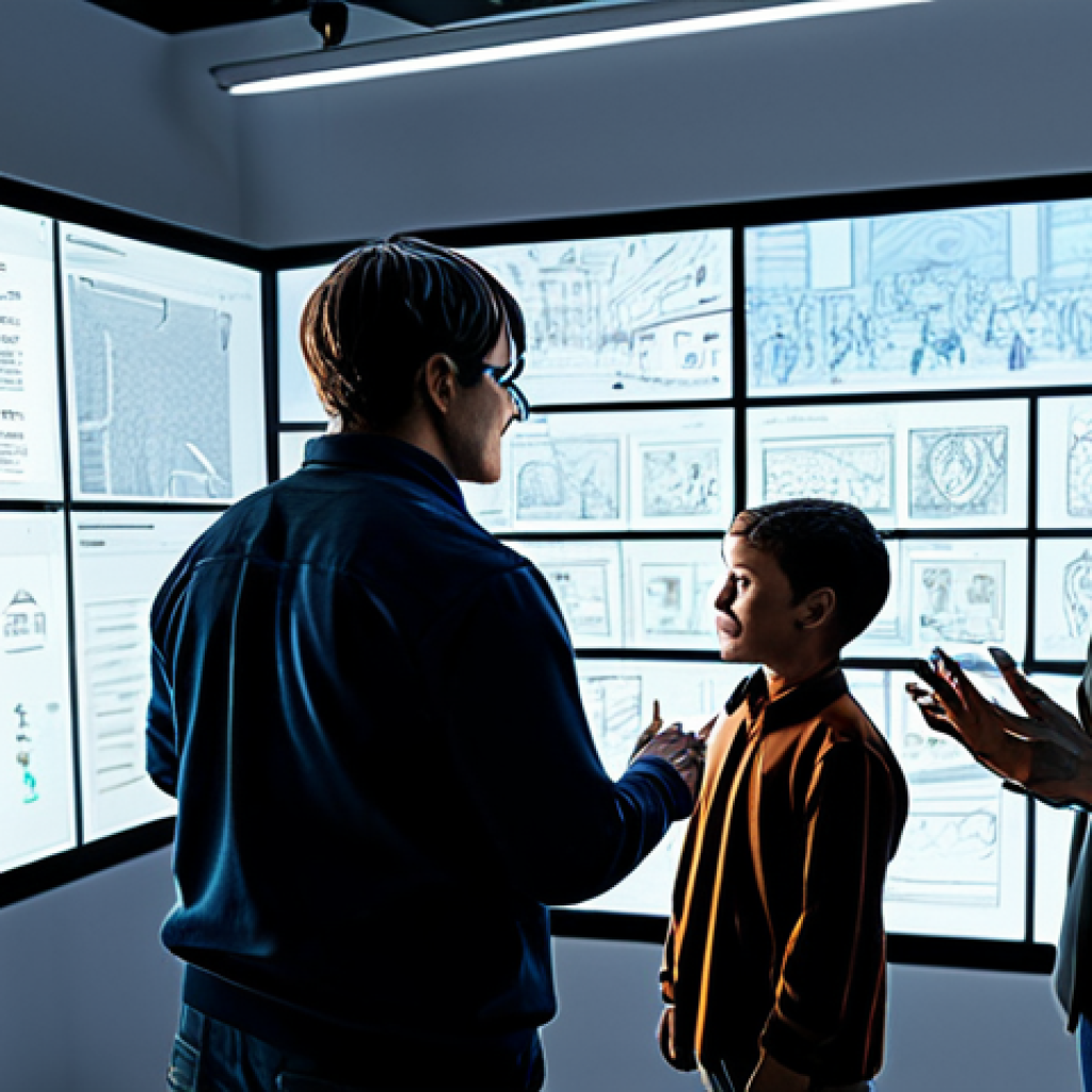 **

"A diverse team of animators in a brightly lit studio, fully clothed, working collaboratively around a large digital display showing a storyboard. Modest clothing, appropriate attire, safe for work, perfect anatomy, natural proportions, professional setting, well-formed hands, proper finger count, family-friendly, high-quality rendering, concept art illustration."

**