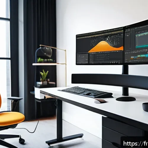 Home 31 애니메이션 기획과 관련된 장비 투자 - A modern ergonomic workspace designed for animation professionals, featuring a height-adjustable sta...
